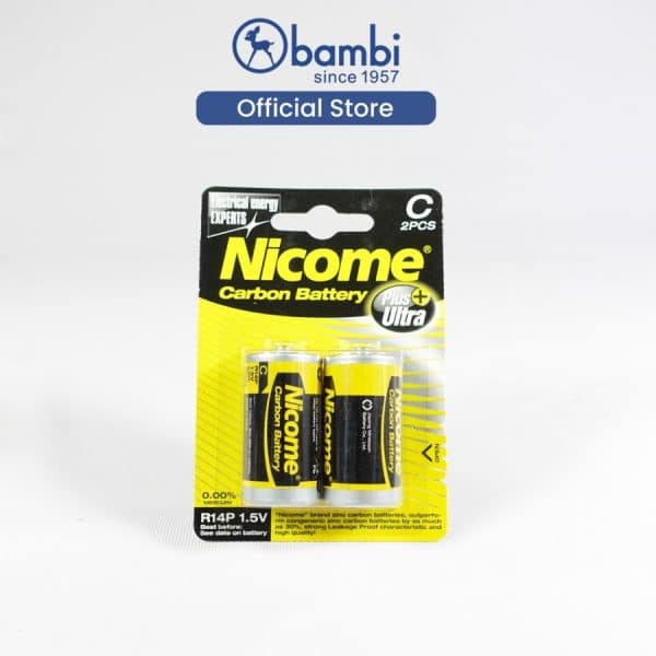 Baterai NICOME CARBON Battery R14P C Size BLISTER (2 Pcs) - 2150015