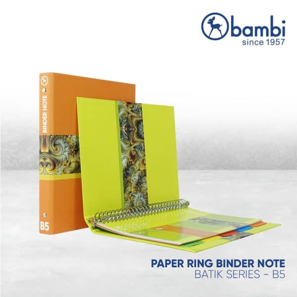 PAPER RING BINDER NOTE BATIK SERIES 2526P__berdiri buka orange kuning