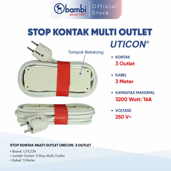 STOP KONTAK MULTI OUTLET UNICON- 3 OUTLET A