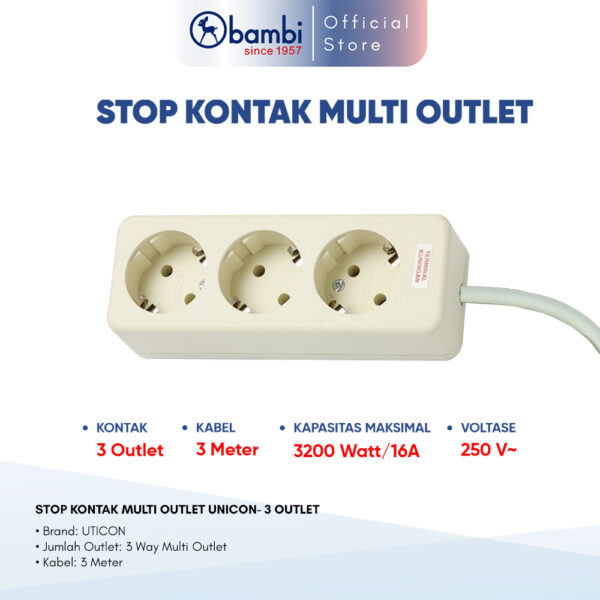 STOP KONTAK MULTI OUTLET UNICON- 3 OUTLET C